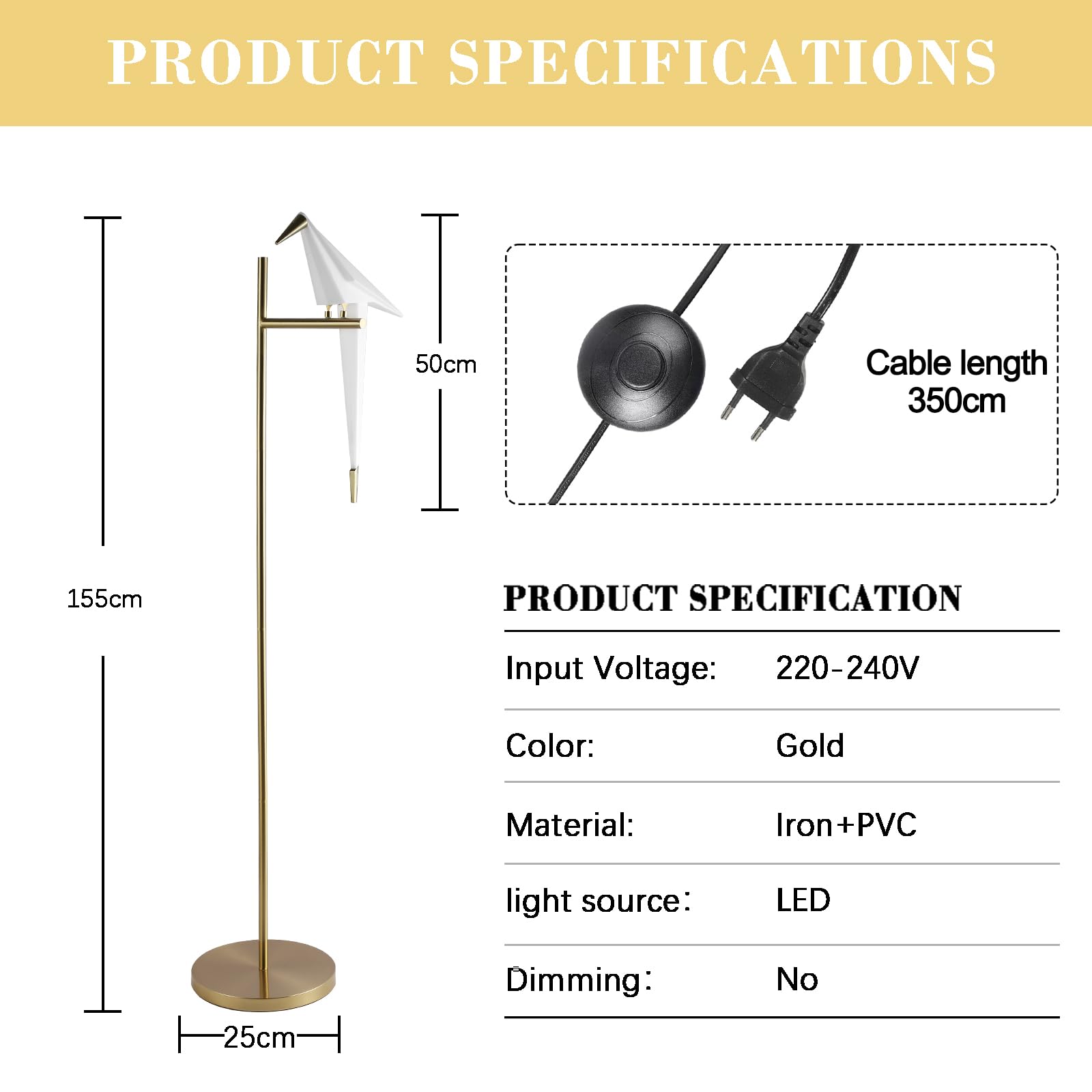 Kaixunl Lampadaire Imitation Bambou Arc Classique En Tissu, Style