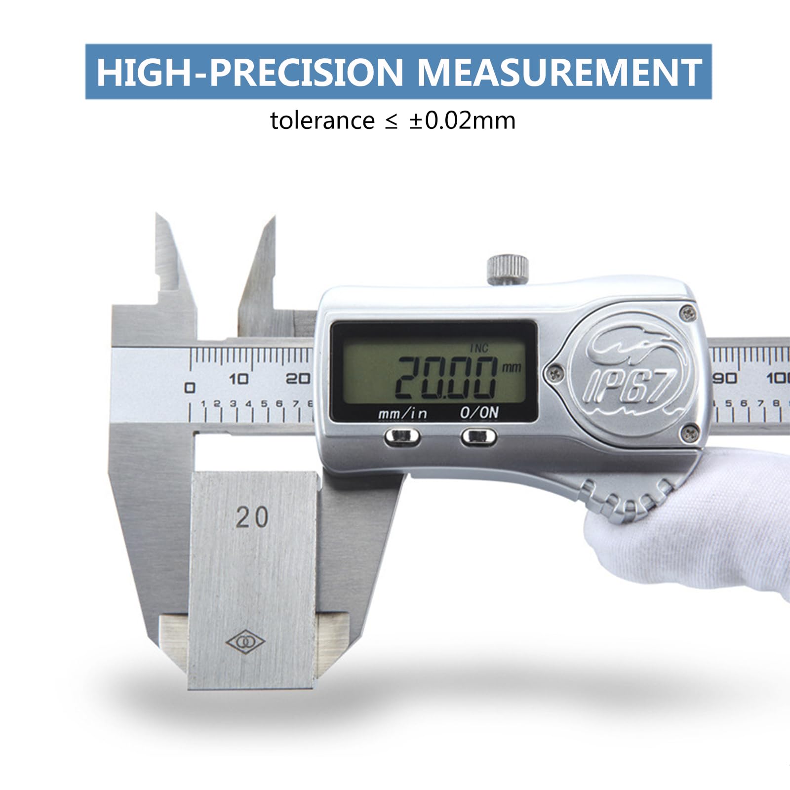 Pie de Rey Digital IP67 Impermeable con Pantalla LCD,Calibre Digital Electrónica de Acero Inoxidable,Profesional Electrónico Vernier Caliper para Impresión 3D/Joyeros/Carpinteros,150mm/6"
