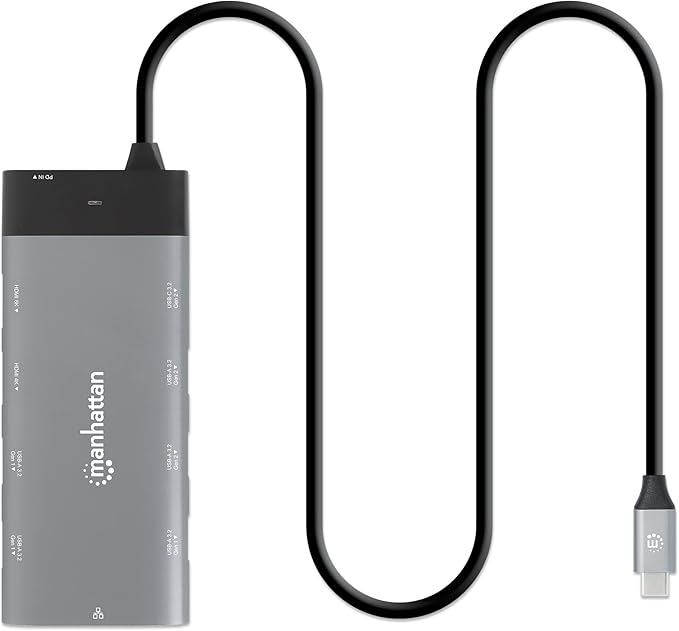 Manhattan USB C Hub 10 en 1 Multiport Adapter con 100W PD, 8K HDMI miniatura 5