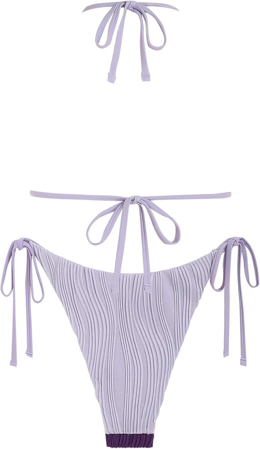 ZAFUL Bikini Sets for Women Halter Two Piece Swimsuit Ribbed High Cut Tie Side Thong Bathing Suit Sexy Padded Swimwear - Image 4