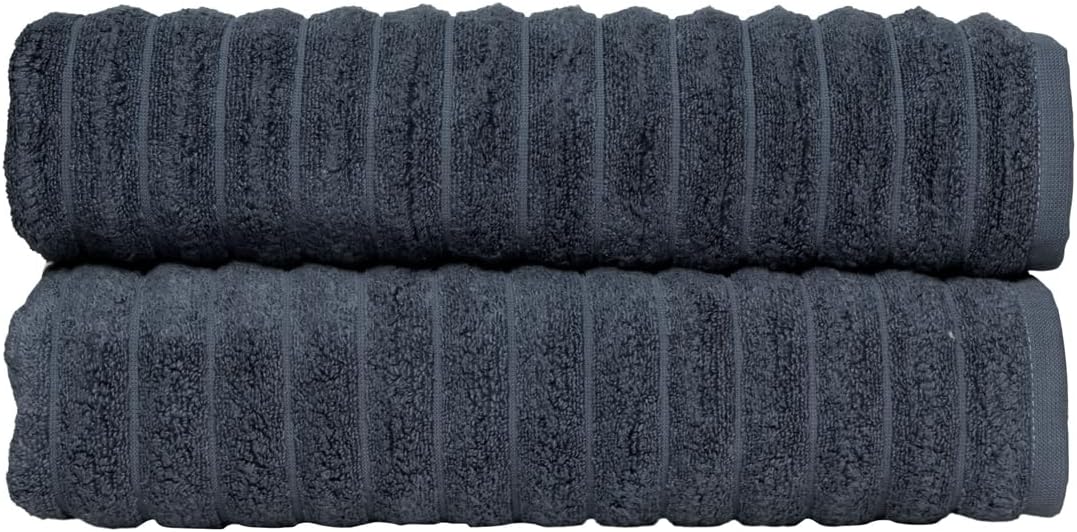 Classic Turkish Towels - Extra Large Premium Cotton Bath Sheet Set - Thick and Absorbent, Ribbed 2-Piece Luxury Bathroom Towels, 40x65 inches, 100% Turkish Cotton (Royal Blue)
