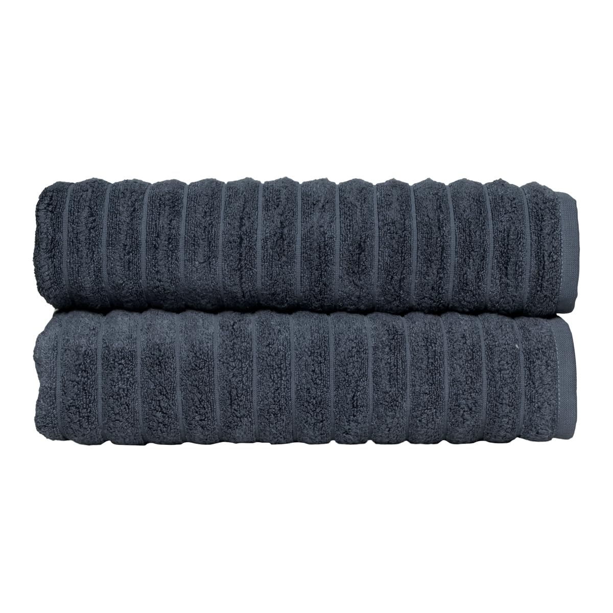 Classic Turkish Towels - Extra Large Premium Cotton Bath Sheet Set - Thick and Absorbent, Ribbed 2-Piece Luxury Bathroom Towels, 40x65 inches, 100% Turkish Cotton (Royal Blue)