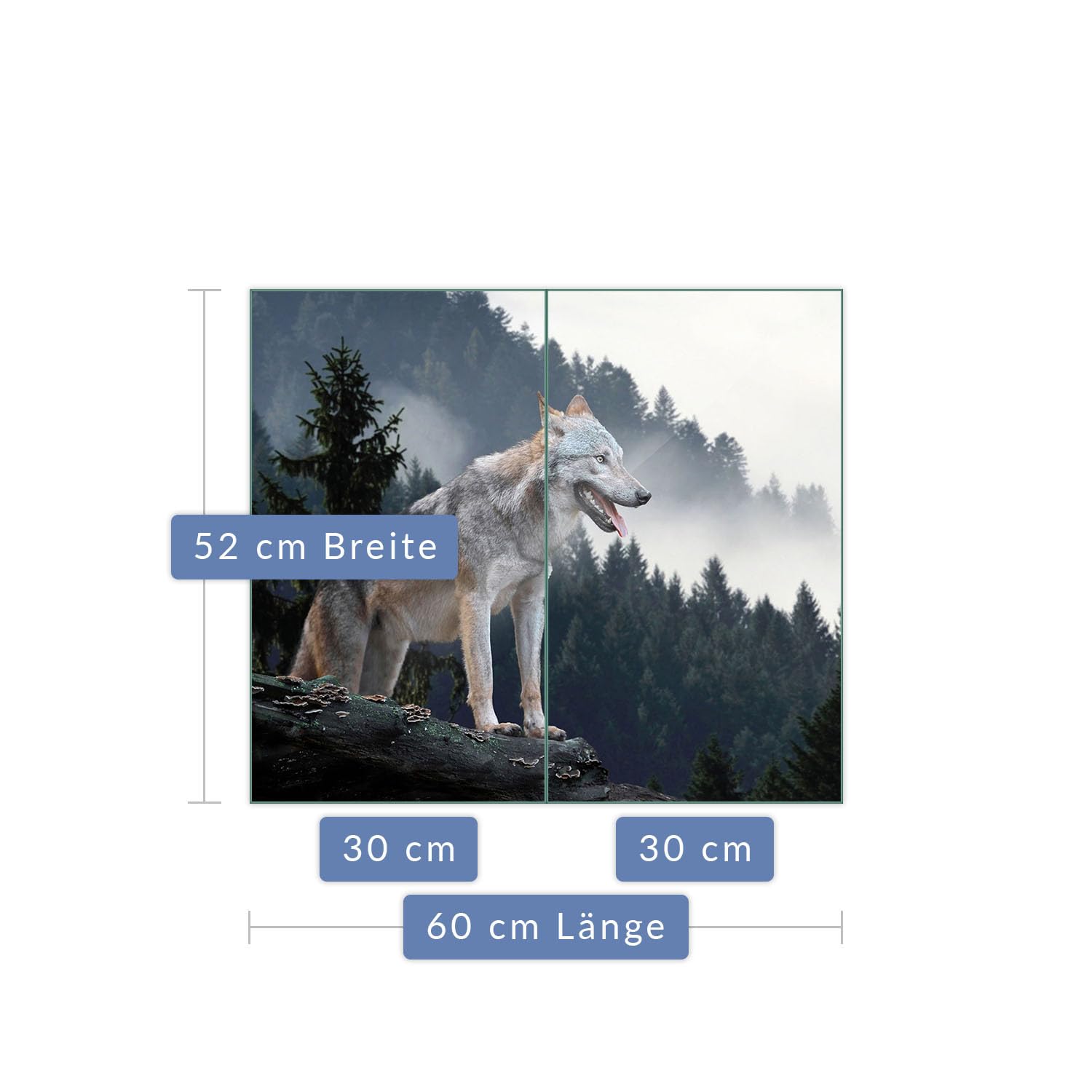Herdabdeckplatte 2 teilig Ceranfeld Tiere Grün 2x30x52 Kochplatten Glas Küche