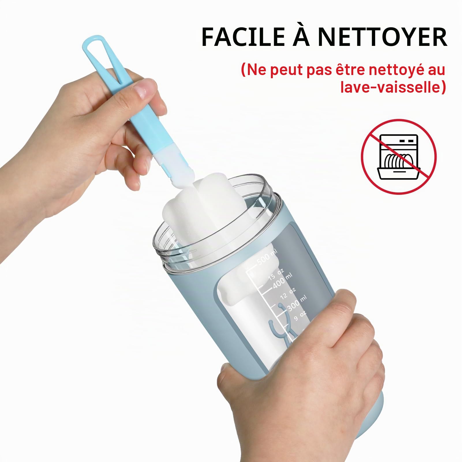 Shaker Électrique Protéine, 650ml Shaker Électrique, Compartiment à Poudre | Bouteille Shaker de Protéines Rechargeable USB C, Anti-Fuite, Tritan sans BPA, pour Shake Protéiné, Sport & Fitness, Bleu