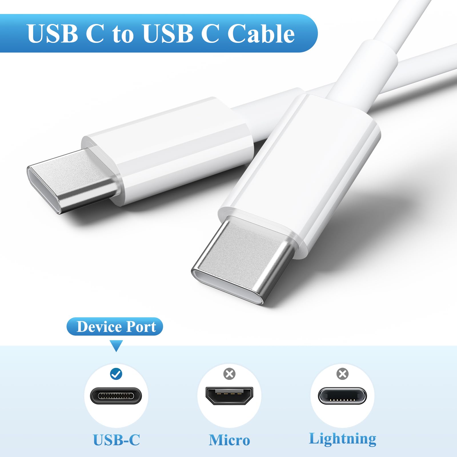 Câble USB C 60W Rapide pour Samsung Galaxy S25 S24 S23 S22 S21 S20 S25+ S24+ S23+, A56 A55 A54 A53 A34 A33 A23