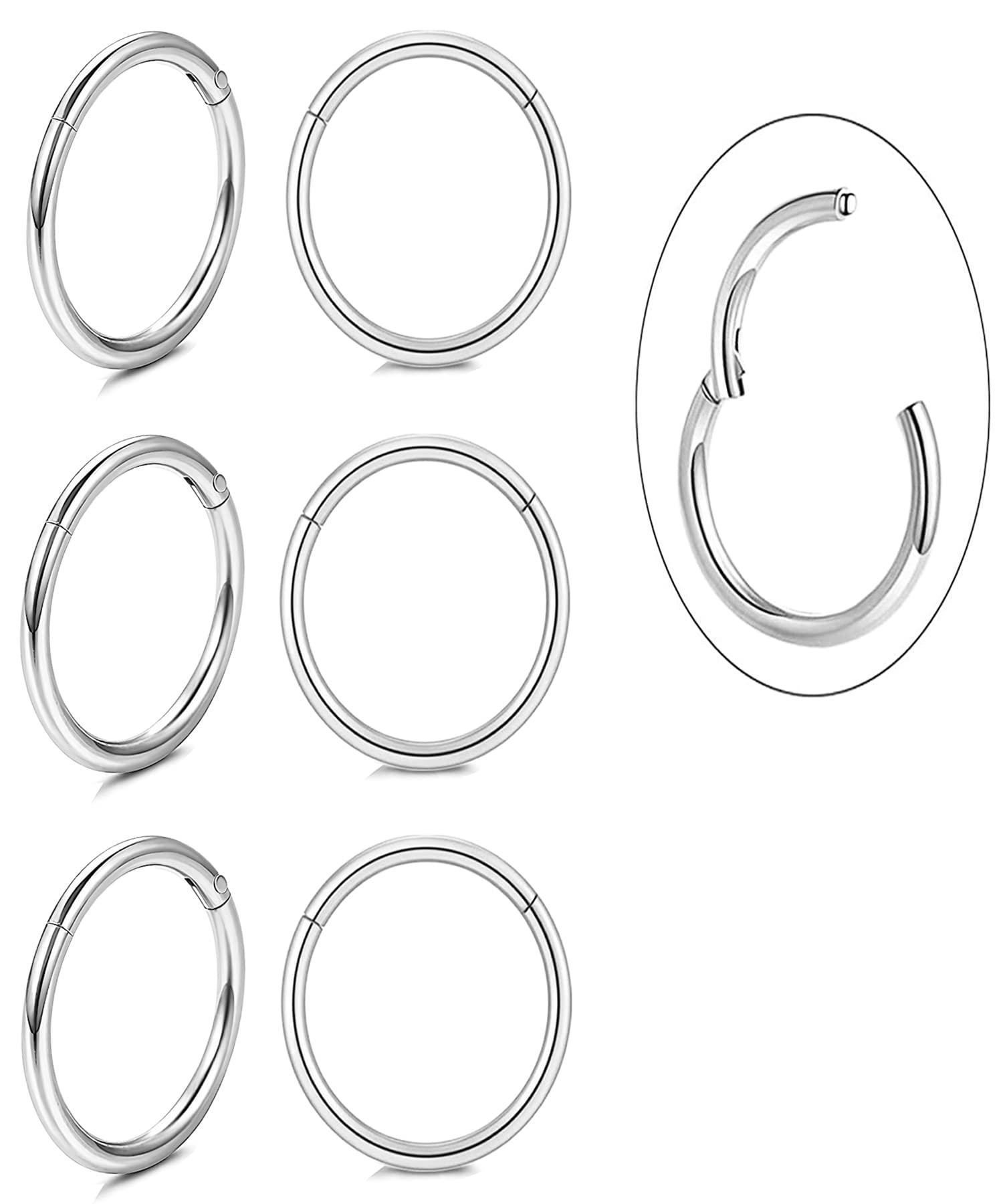 Unisex Dainty Tiny 18k Real Gold Plating Cartilage Huggie Hoop Earrings, 16G Surgical Steel Small Endless Hinged Hoops Earring for Earlobe Cartilage