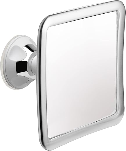 MIRRORVANA Fogless Shower Mirror for Shaving with Upgraded Suction, Anti Fog Shatterproof Surface and 360° Swivel, No Magnification, 6.3" x 6.3" (Chrome)
