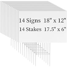 Newflager 14 Pack 18 x 12 Inches White Corrugated Plastic Yard Sign with Metal Stakes for Birthday, Real Estate Garage Sale Signs, Rent, Guidepost Decorations