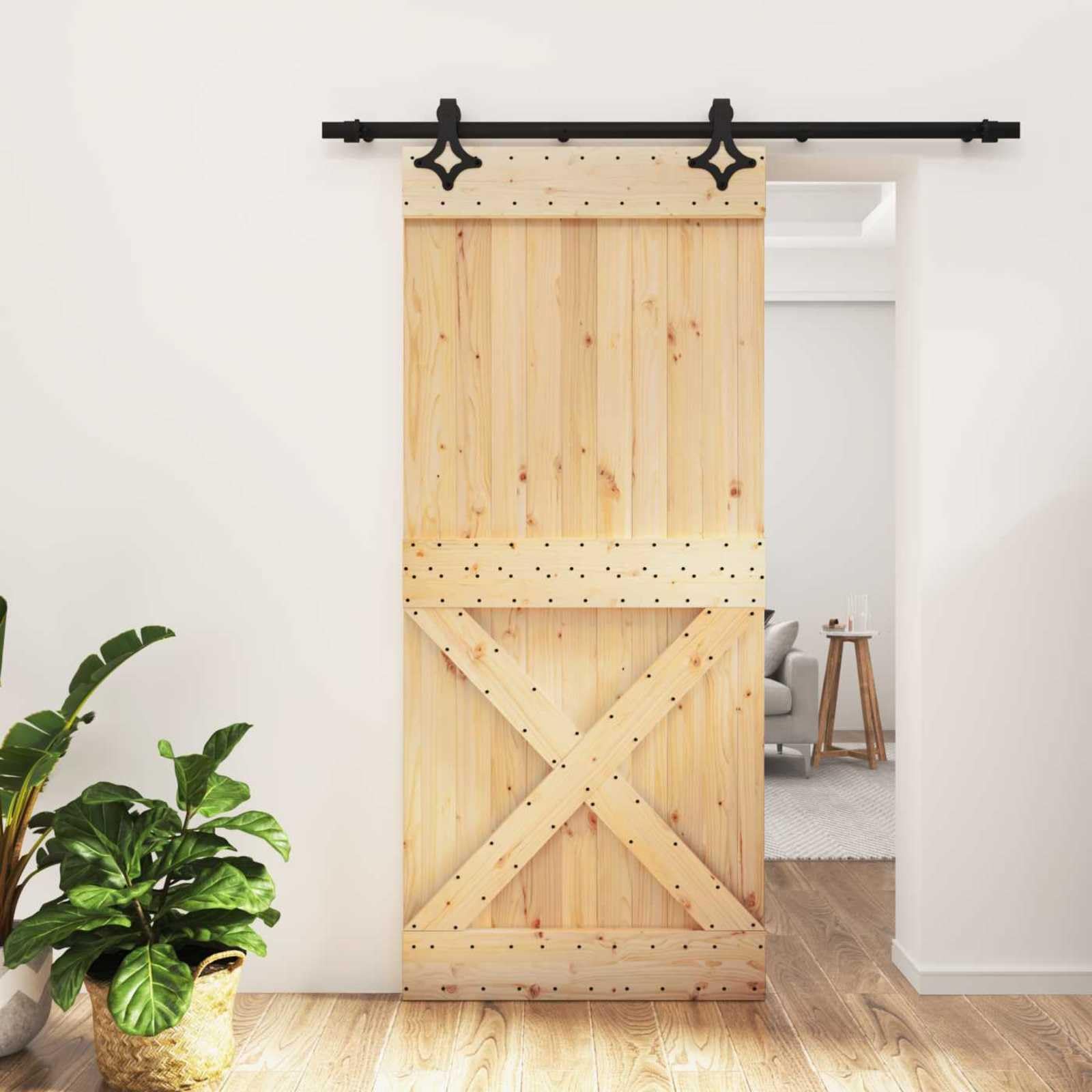 Porta scorrevole in legno di pino, 90 x 210 cm