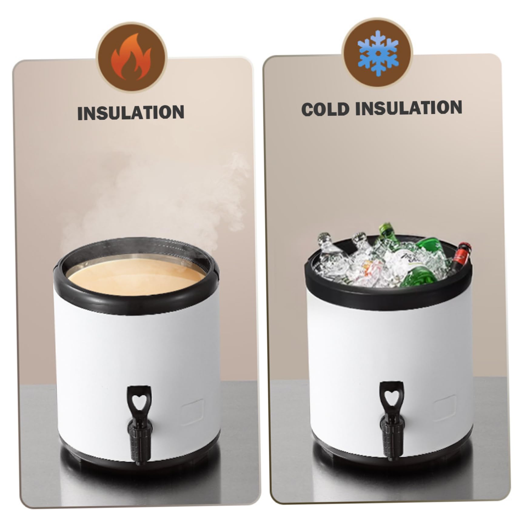 Dispensador de agua caliente Dispensador de bebidas aislado de acero inoxidable de 6 litros con grifo y manija, urna de té y café de gran capacidad para jugo, leche, bebidas frías calientes