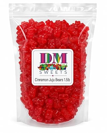 Cinnamon Juju Bears Candy - Spicy Hot Cinnamon Gummy Bears, Chewy Red-Hot Classic JuJu Bears, 1.5 lbs Bulk Bag, Old-Fashioned Fiery Cinnamon Flavor Gummies