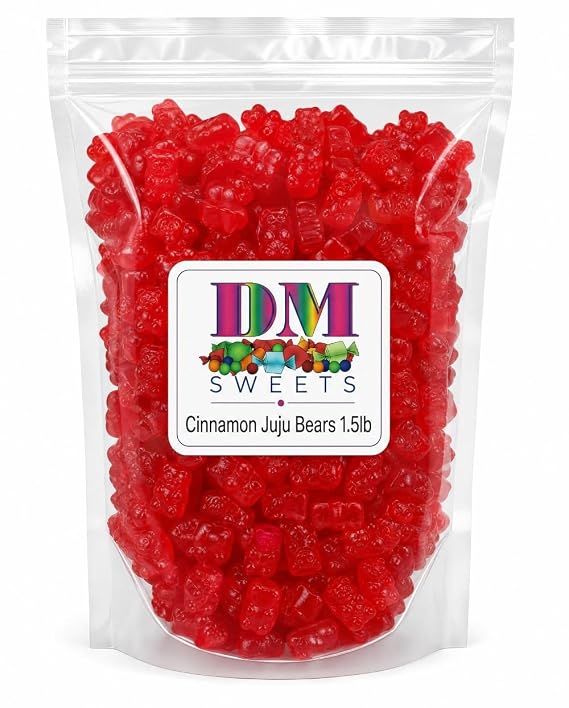 Cinnamon Juju Bears Candy - Spicy Hot Cinnamon Gummy Bears, Chewy Red-Hot Classic JuJu Bears, 1.5 lbs Bulk Bag, Old-Fashioned Fiery Cinnamon Flavor Gummies