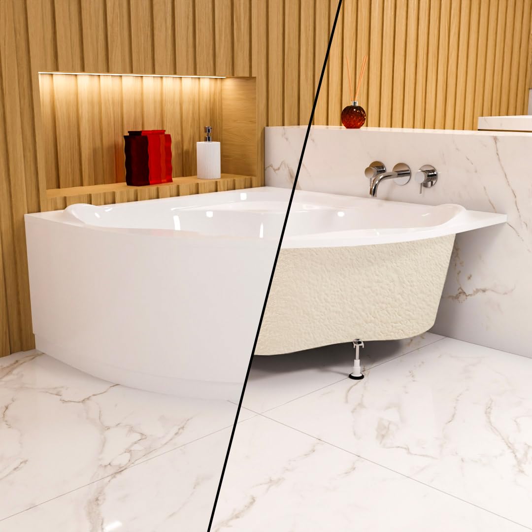 ECOLAM Eckbadewanne Selma 140x140 Schürze mit Isolierung Thermobadewanne