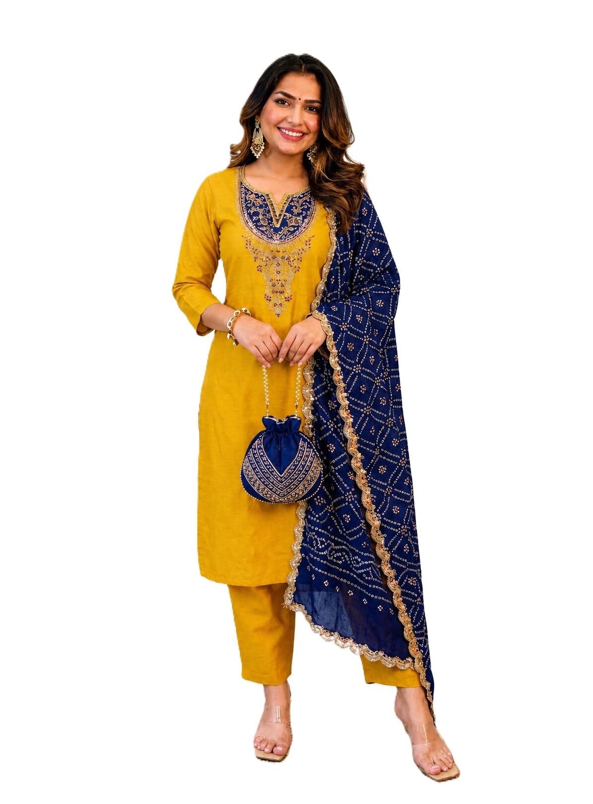 Women Rayon Slub Kurti Pant Dupatta Set Stylish Ethnic Three Piece Suit Comfortable Festive Casual Dress Collection-picture-36
