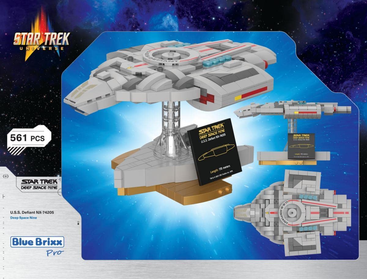 BlueBrixx – Star Trek USS Defiant NX-74205 – aus: Deep Space Nine – Midsize-Bausatz mit 561 Klemmbausteinen – 100% kompatibel – ORIGINAL-Lizenz, 105440