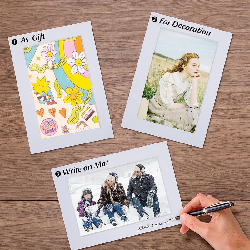 Art Street Pack of 25 White Pre-Cut 6x8 Inch Picture Matted To 4x6 Inch Photos with White Core Bevel Cut Mattes Sets. Includes 25 High Premier Acid-Free Mats 1