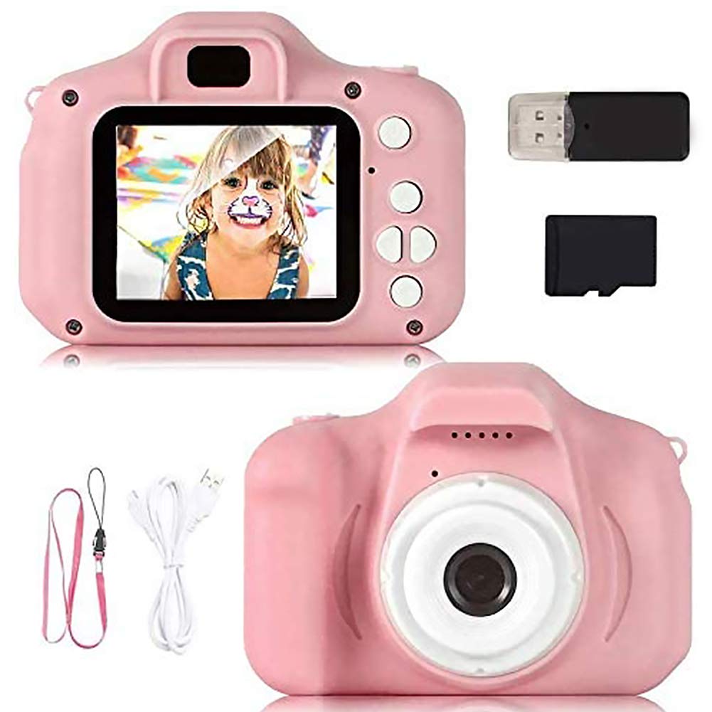 Digital Camera for Kids, Portable HD Digital Video Recorder Selfie Cameras Toy Gifts for Children with 32GB SD Card and Reader (Pink)