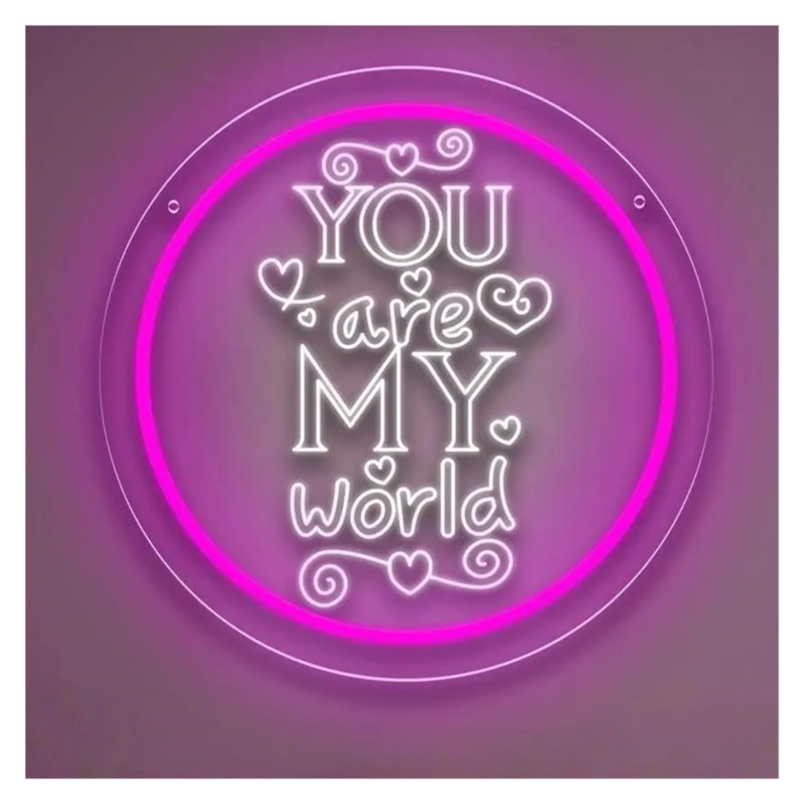 RONGCH Hanging Art Neon Signs You're My World Neon Sign Light USB Powered Dimmable for Bedroom Wedding Proposal Engagement Marriage Wall Decor 37.4cmx37.4cm