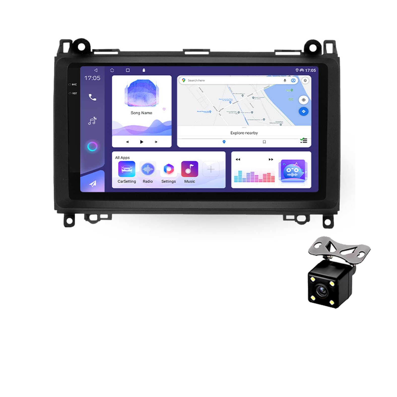 Android 14 Radio Coche para Benz B200 Radio 2 DIN con 9 Pulgadas Pantalla Táctil Android Auto Wireless Car-Play GPS 4G WiFi FM/RDS USB+Camara