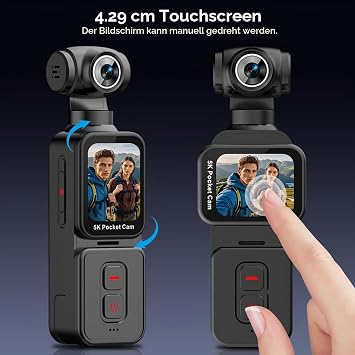 Vlog Camera with Motorized 270° Rotation Lens and Face Tracking 5K Mini Bodycam Body Camera for POV Recording Travel and Daily Life Includes Clip Microphone Remote Control 64GB Memory