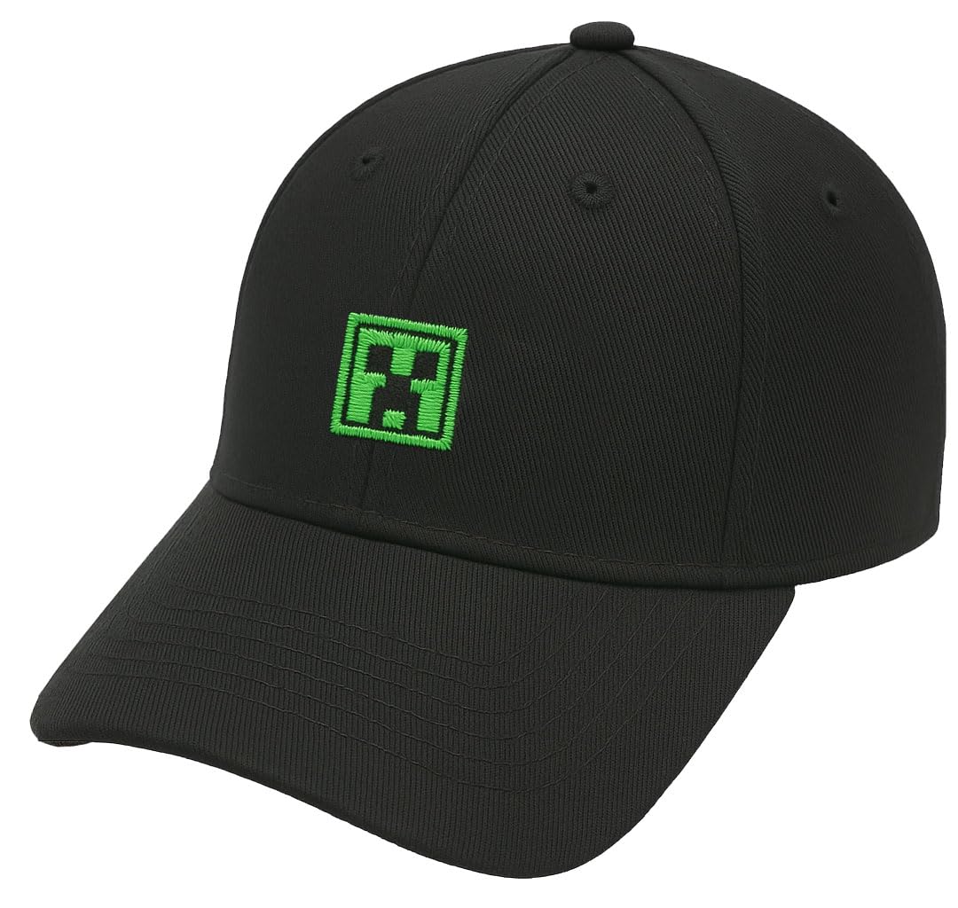 Bioworld Minecraft Creeper Adjustable Snapback Baseball Cap – Official Merchandise Gaming Hat for Kids Adults Teens - Great Gift Idea Black