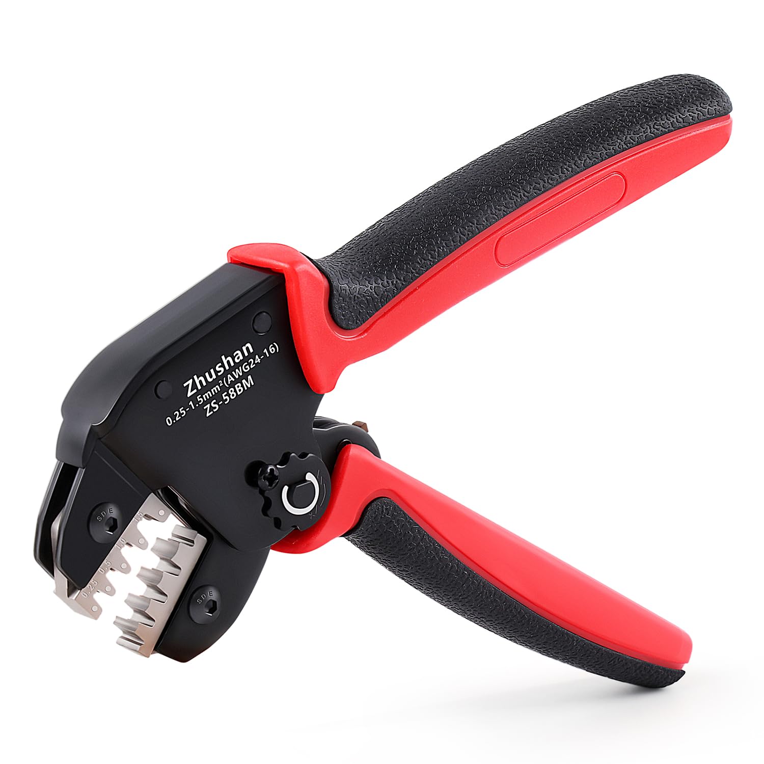 Zhushan ZS-58BM JST Crimper for Open Barrel Terminals - Labor-Saving Tool AWG24-16 (0.25-1.5mm²) - Compatible with Dupont SATA Pins, Molex, JST Terminals