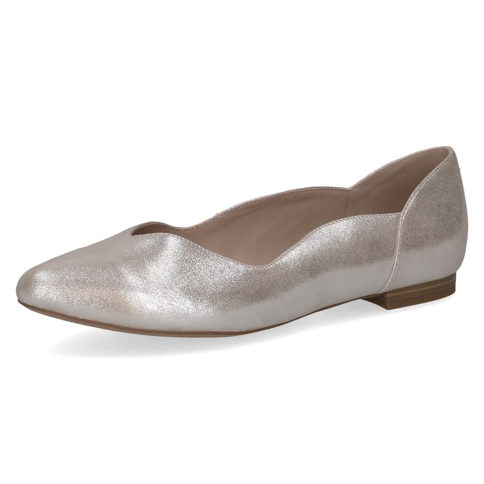 CAPRICE Women's Ballet Flats in Leather, Brown (Taupe Metallic), 3.5 UK