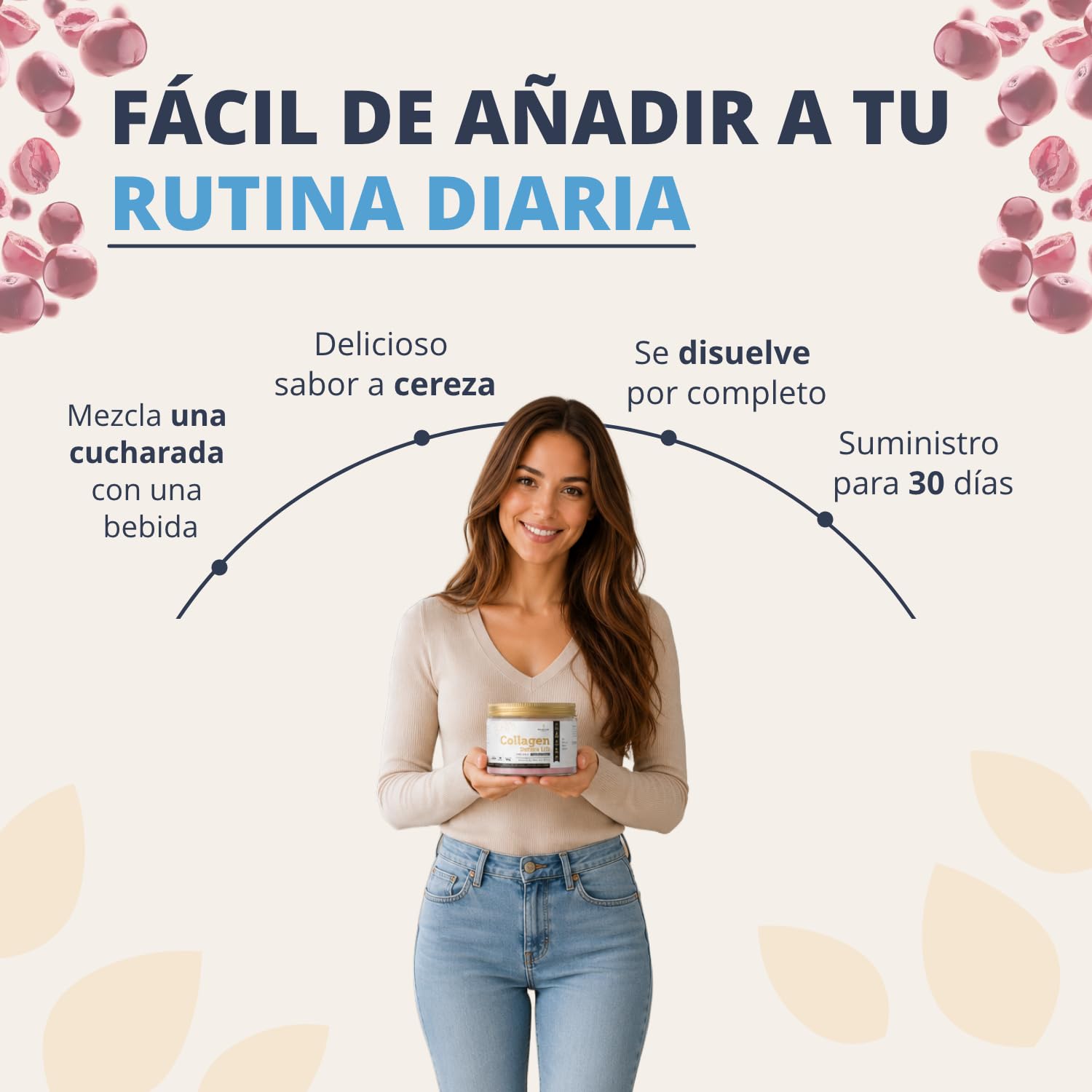 Golden Tree Collagen Derma Lift – Colágeno en Polvo, 150 g | Membrana de Cáscara de Huevo, Ácido Hialurónico, Elastina y Vitamina C, Complemento de Colágeno, Con Tipos I, V y X