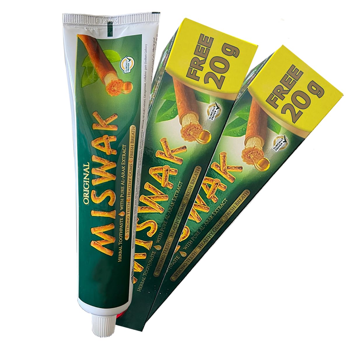 Egypt Natural Miswak Green Sewak Islamic Meswak Toothpaste for Fresh Breathing (2 X 170 gm)