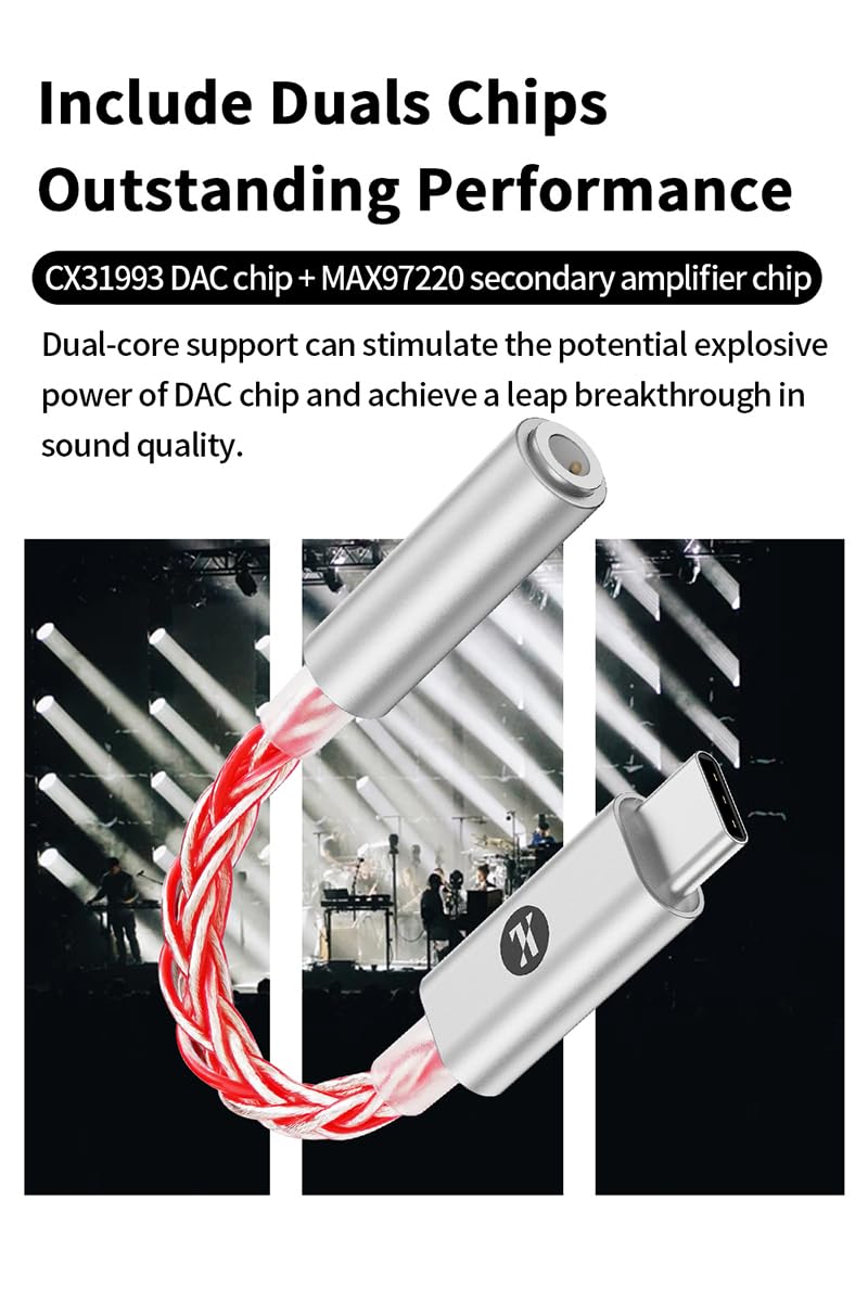 JCALLY JM6 Pro USB-C to 3.5 mm Dual DAC CX31993 MAX97220 HiFi Audio Adapter (Rosso)