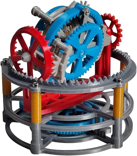 Lingxuinfo Kit de modelo de montaje de movimiento de reloj Tourbillon impreso en 3D, rompecabezas de ciencia de bricolaje, modelo de reloj, juguetes
