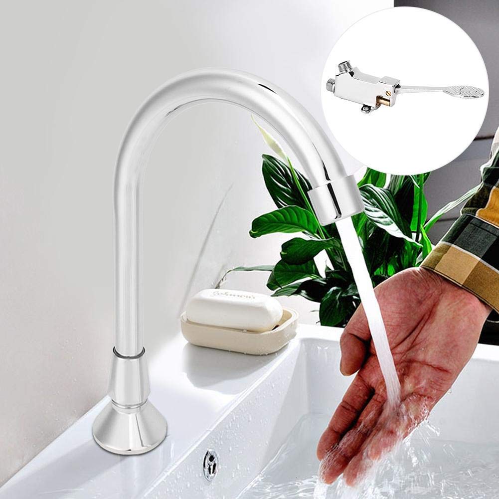 Rubinetto A Pedale Per Lavabo – Kit Touchless In Rame E ABS, Ideale Per Casa, Scuole E Bagni Pubblici