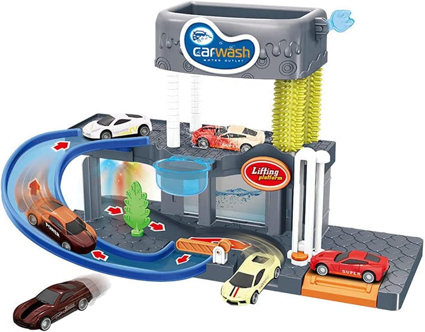 AMERTEER Car Wash Toy For Children With Sound & Light - Parent-child Interactive Color Changing Car Garage Playset - Parking Car Toys Car Garage Toys for Boys Car Wash Toys Car Wash Station