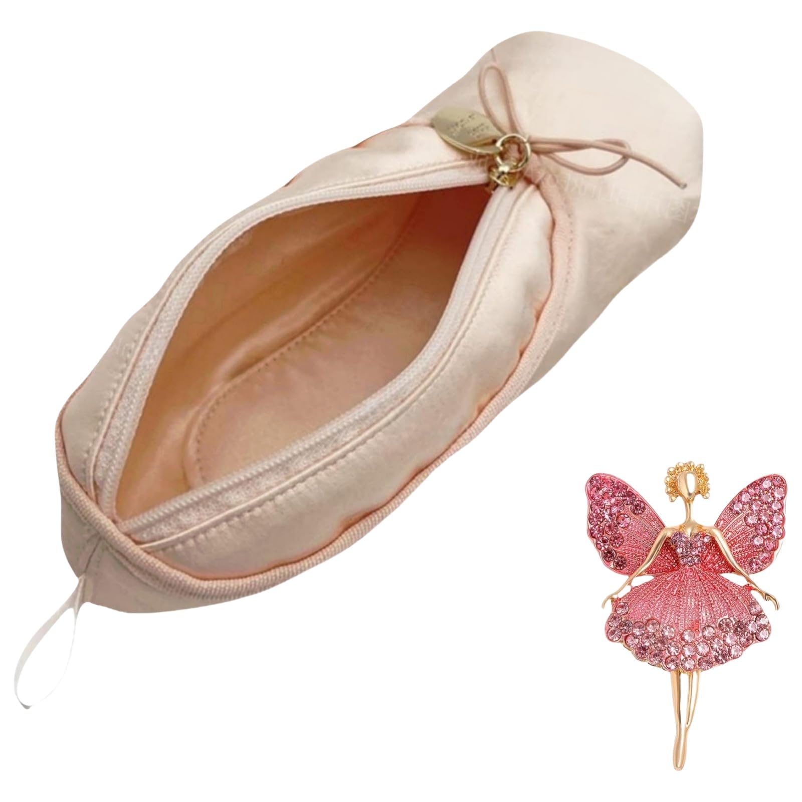 CECKQUE Ballet Dance Shoe Makeup Bag For Little Girls, Ballerina Slipper Makeup Pouch Bag, Ballet Pointe Shoes Gifts (Pink-B1)