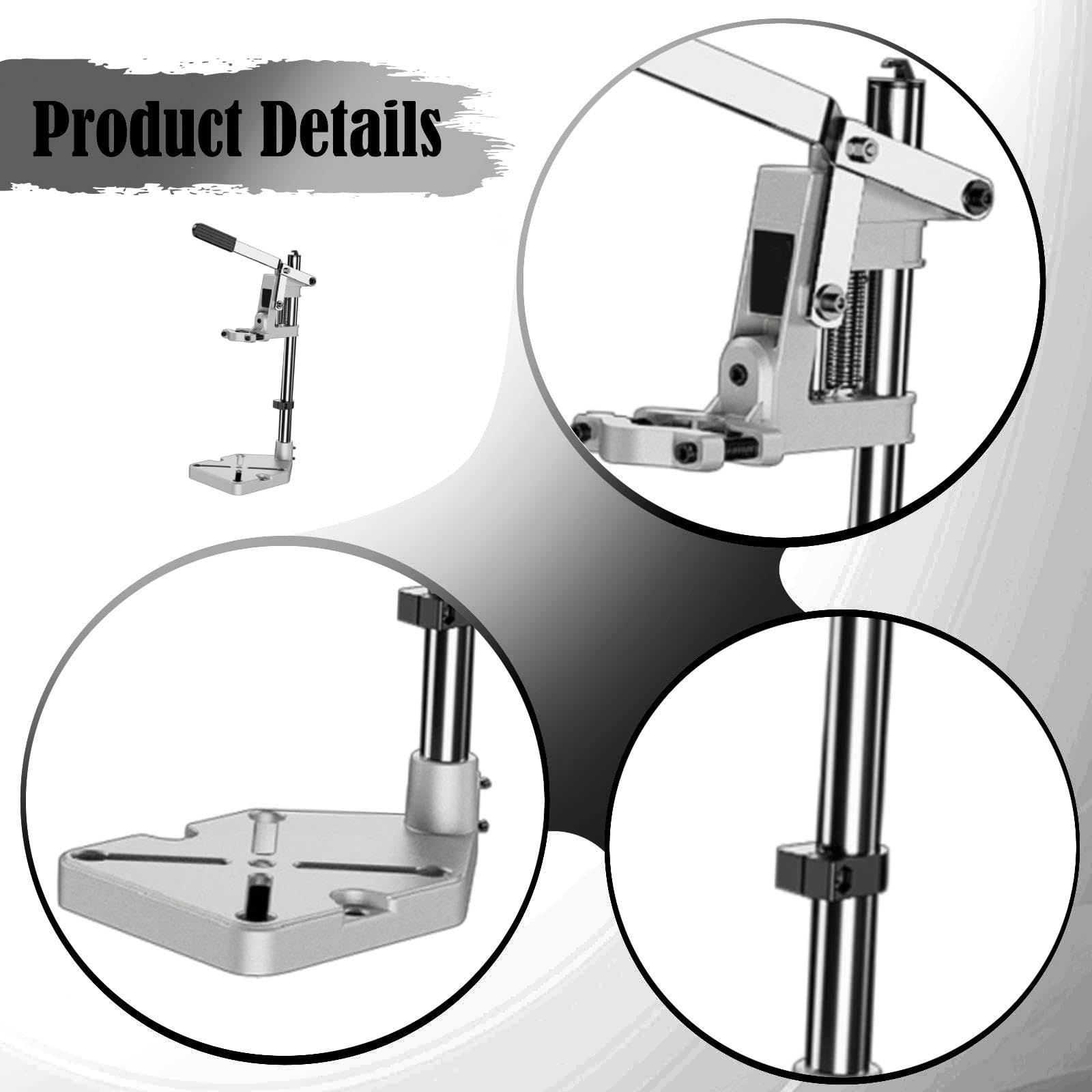 Baoblaze Supporto per trapano a colonna, postazione di lavoro portatile universale regolabile con base in alluminio, intervallo di serraggio 25-60 mm, trapano