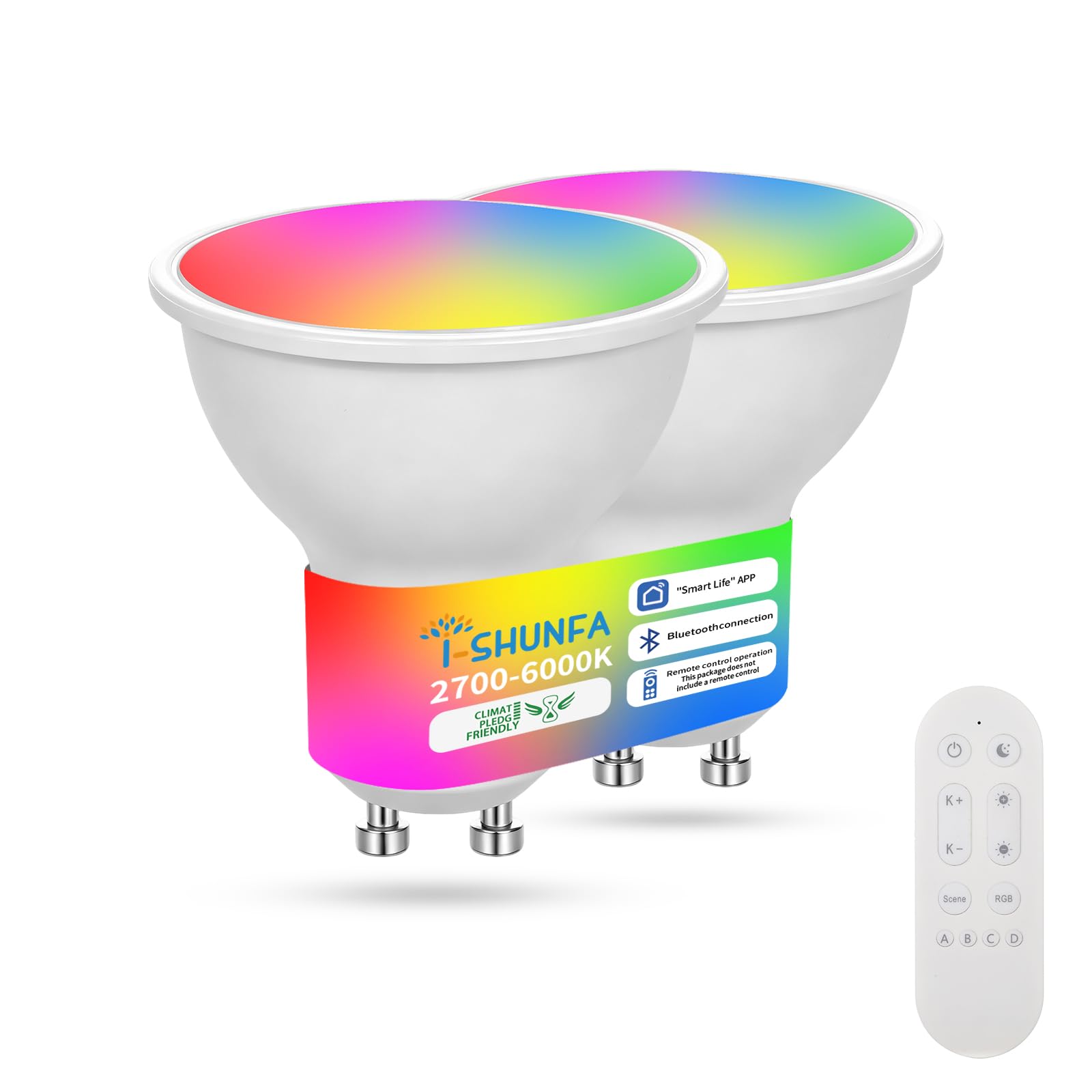 Ampoules LED GU10 RGBCW dimmables avec télécommande et application 4P