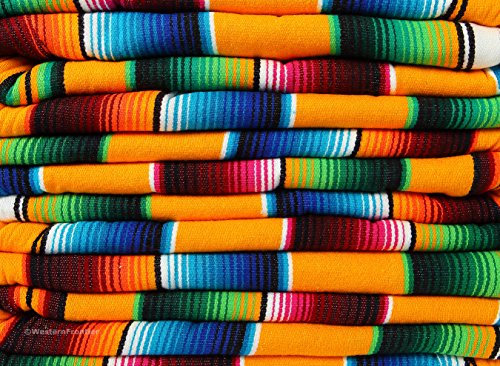 El Paso Designs Mexican Yoga Blanket - 51 x 74 inches - Colorful Studio Mexican Falsa Blanket - Ideal for Yoga, Camping, Picnic, Beach Blanket, Bedding, Home Decor Soft Woven