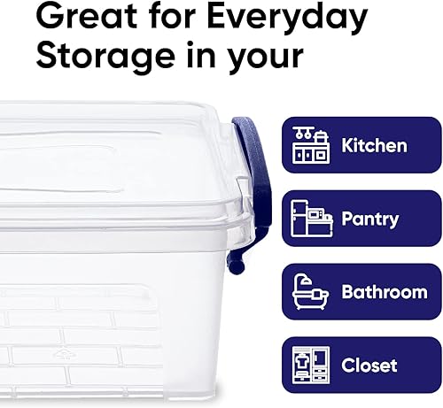 Miniatura 4 de Superio Contenedores de almacenamiento transparentes con tapas, contenedores de plástico sin BPA de 1.25 cuartos de galón, cajas transparentes para