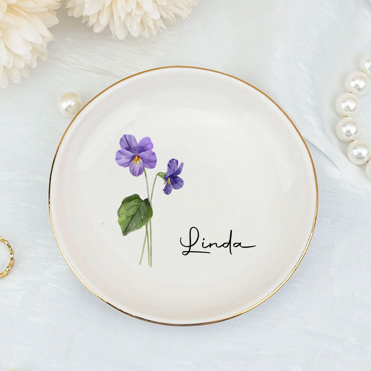 Wrappiness Jewelry Tray Ring Dish for Women Personalized - Aesthetic Ceramic Jewelry Dish Engagement Wedding Decorative - Custom Jewery Tray Birthday Gift for Women Friend Sisiter Coworker