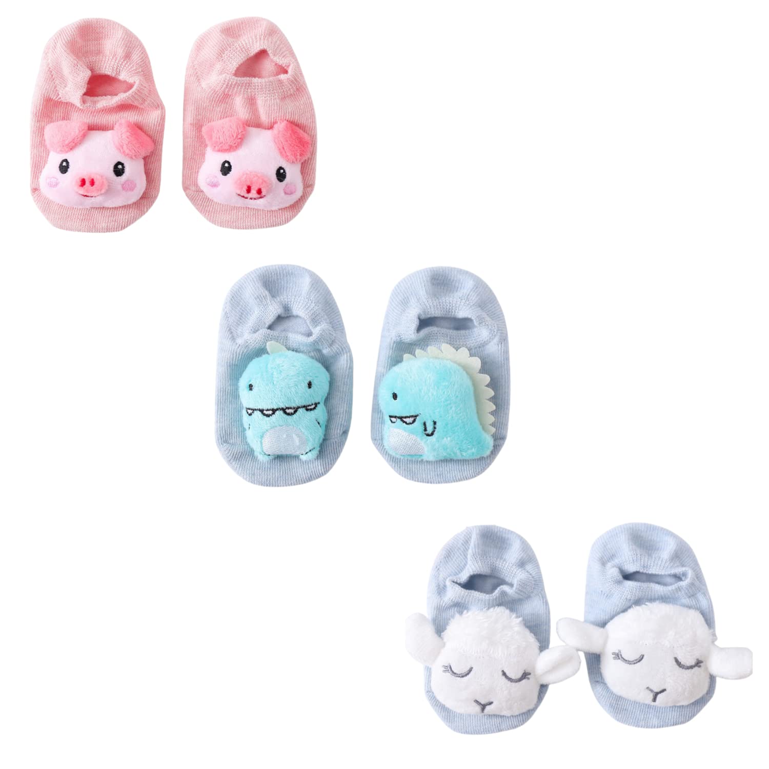 guchigu Cotton Unisex Booty Socks for Babies | Soft Breathable Anti Skid Anti Slip Cute Design Socks for Babies, Toddlers, Kids (Pack of 3, 0-12 Months), Casual, Multicolour-picture-11