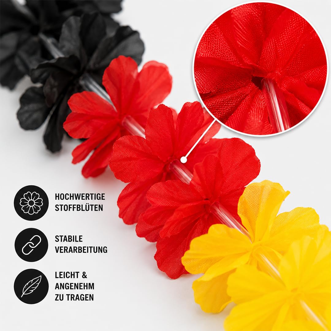 Deutschland Fischerhut Schwarz Rot Gold + Deutschland Blumenkette, Fußball Fan Hut für WM 2026 Weltmeisterschaft, Bucket Hat Herren Damen, Fanartikel, Public Viewing Sonnenhut, Anglerhut DE