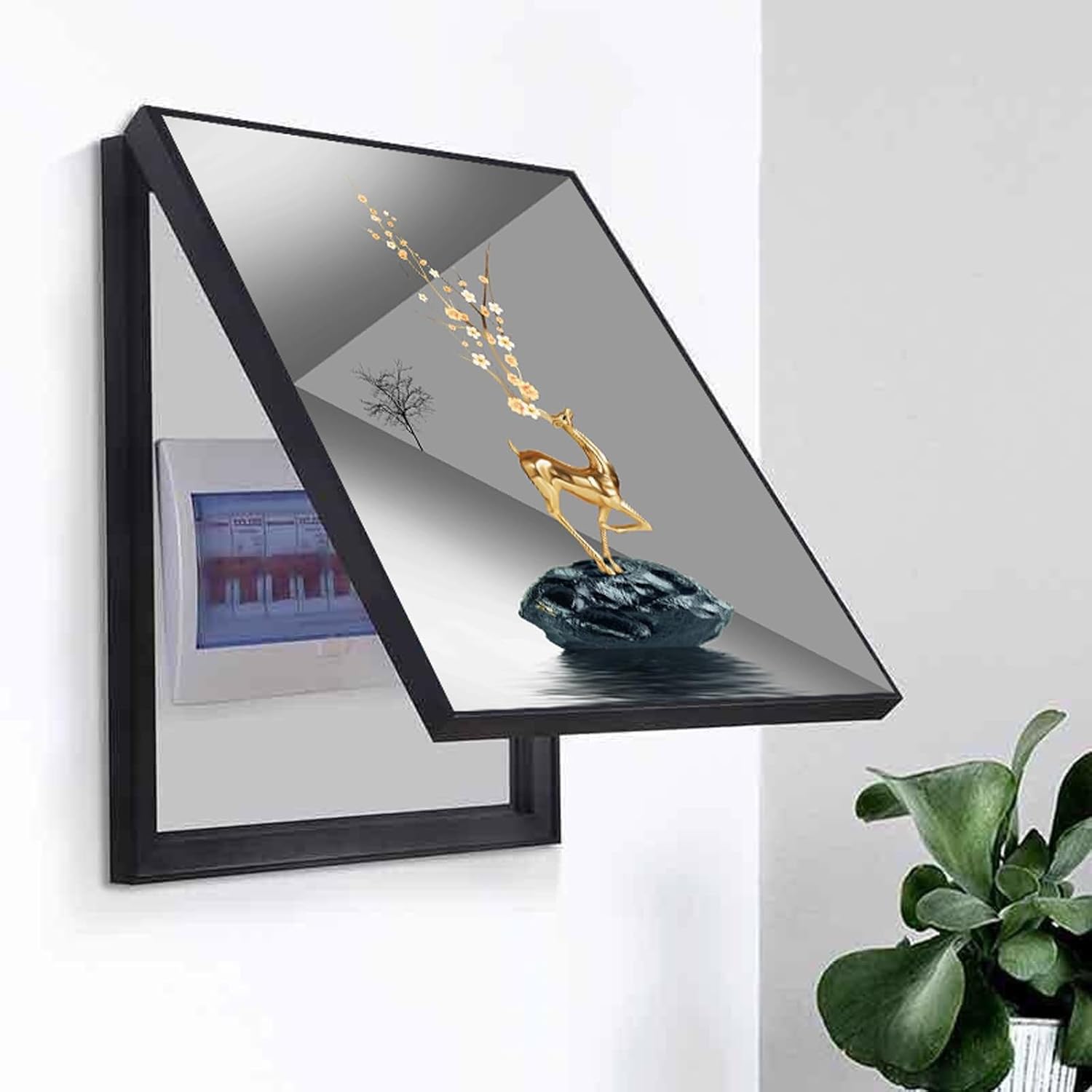 HARELA Breaker Box Cover, Decorative Wall Mounted Electrical Panel Cover, Decorative Fuse Box Covers for Living Room Home Office(Black B,35x45cm/13.8x17.7in)