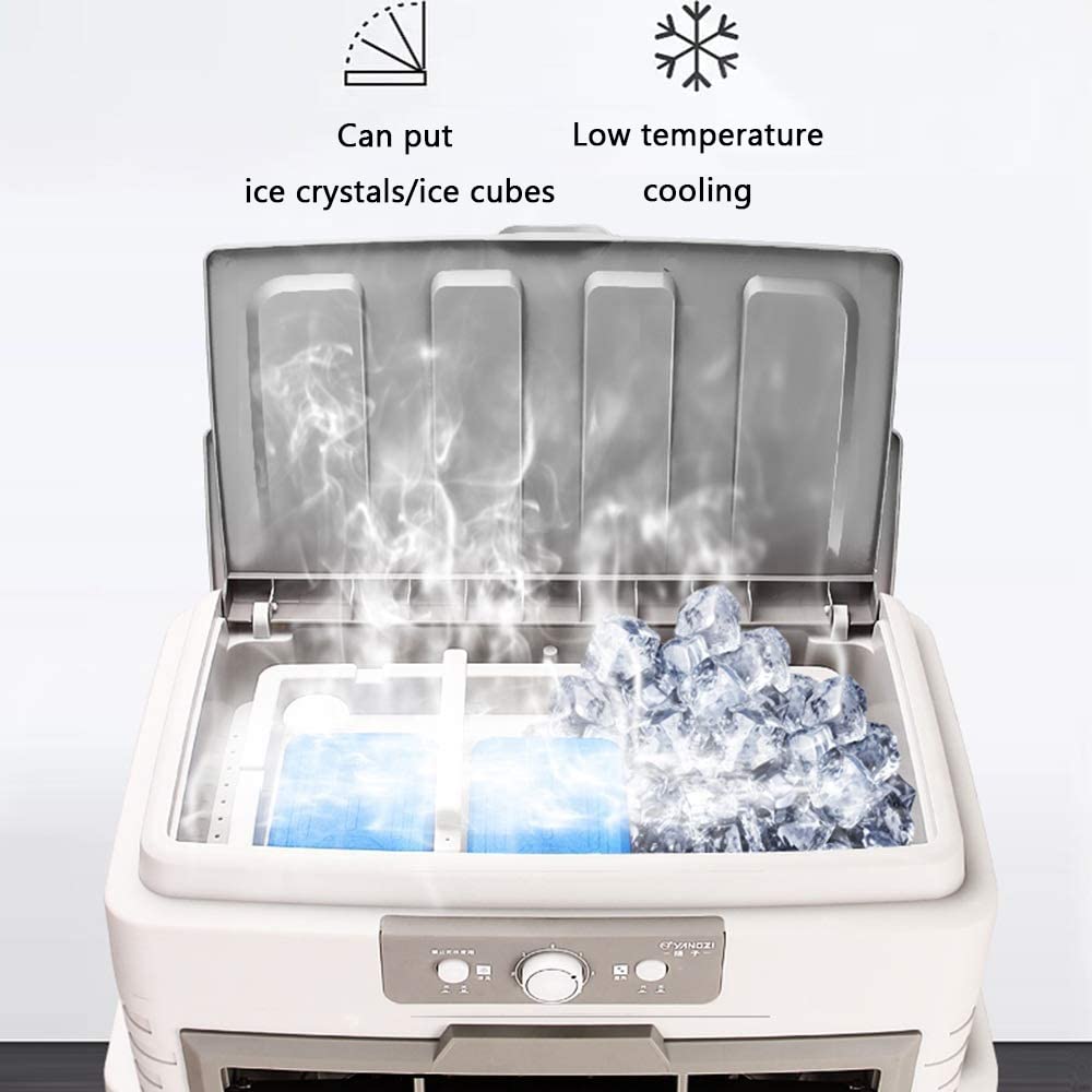 40L Chłodnica powietrza wyparnego, przenośny klimatyzator/wentylator/nawilżacz z 3 trybami/prędkościami, oscylacja 120°, 4 worki na lód do użytku wewnątrz i na zewnątrz (kolor: