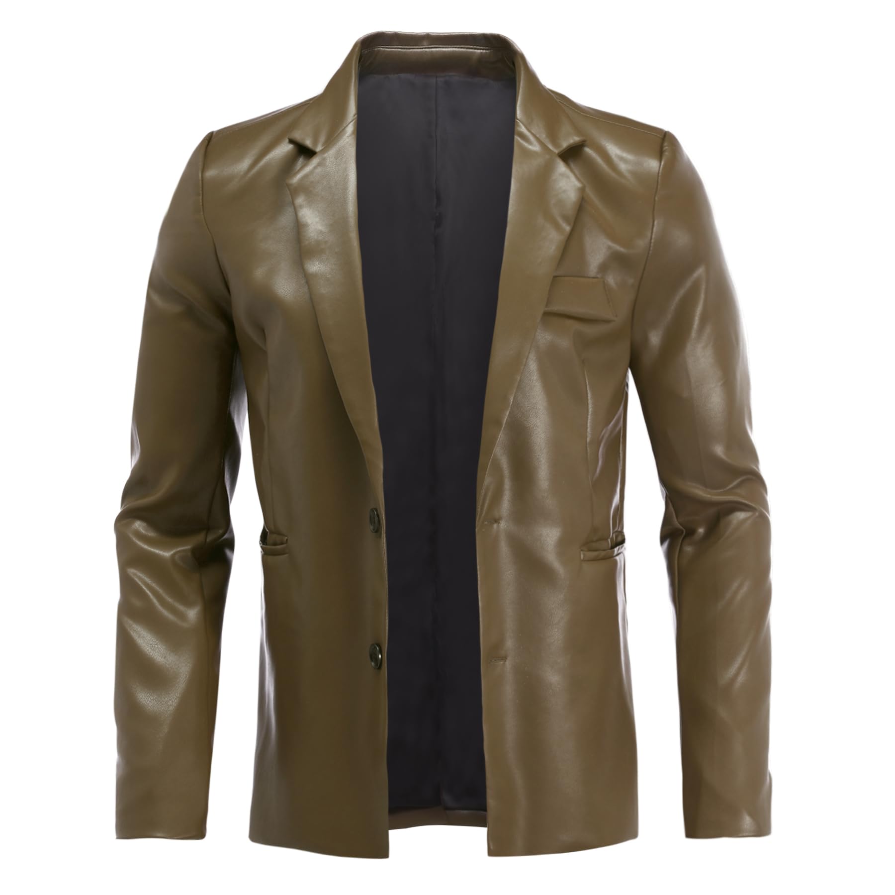 Heren Leren Jas Lente en Herfst Winter Blazer Revers PU Kunstleer Pak