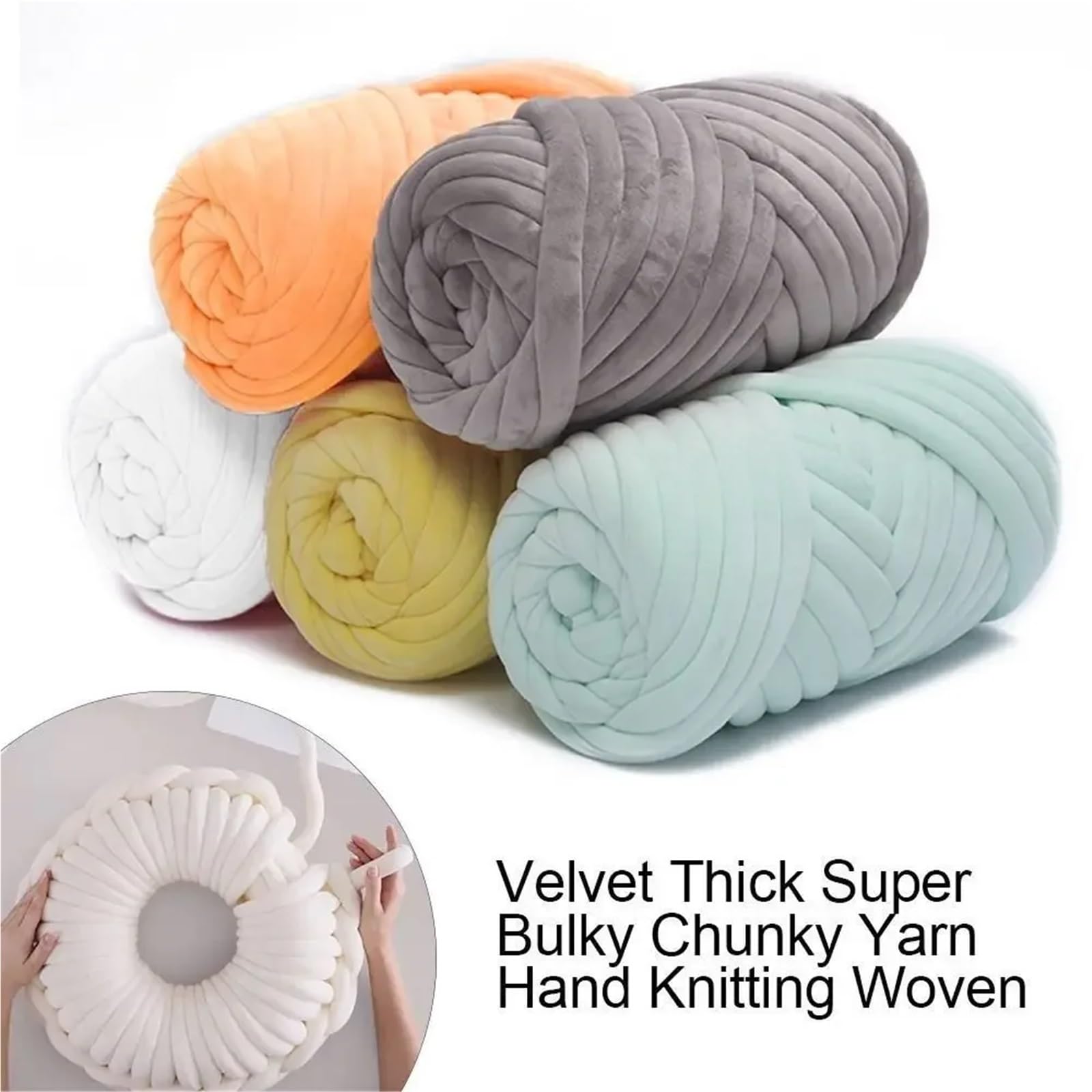 Hilo grueso de superterciopelo 500G, bolsa blanca hilo gigante voluminoso for tejer a mano, manta grande y suave for brazo DIY(Brown)