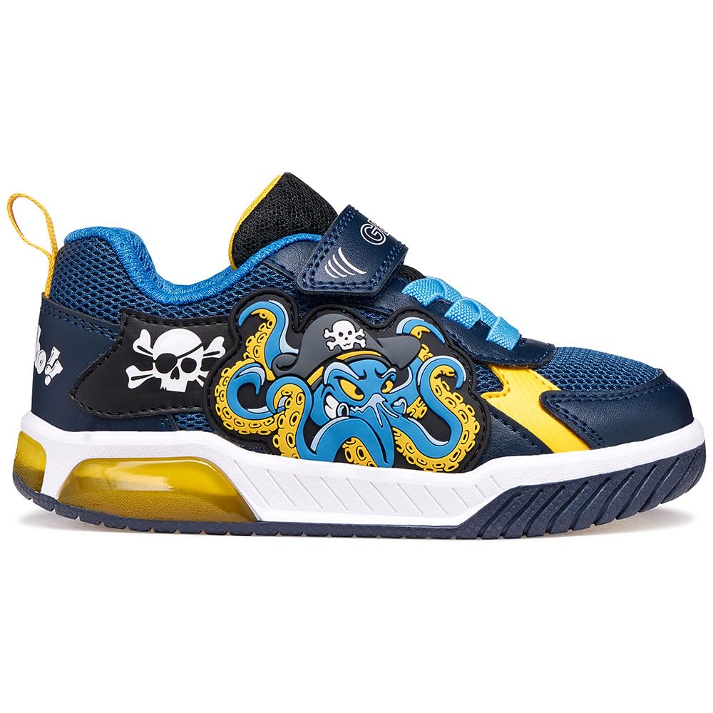 Geox J INEK Boy C Trainers, Navy/Yellow, 33 EU