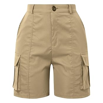 Womens Cargo Shorts Casual Buttoned Solid Color Trendy Comfy