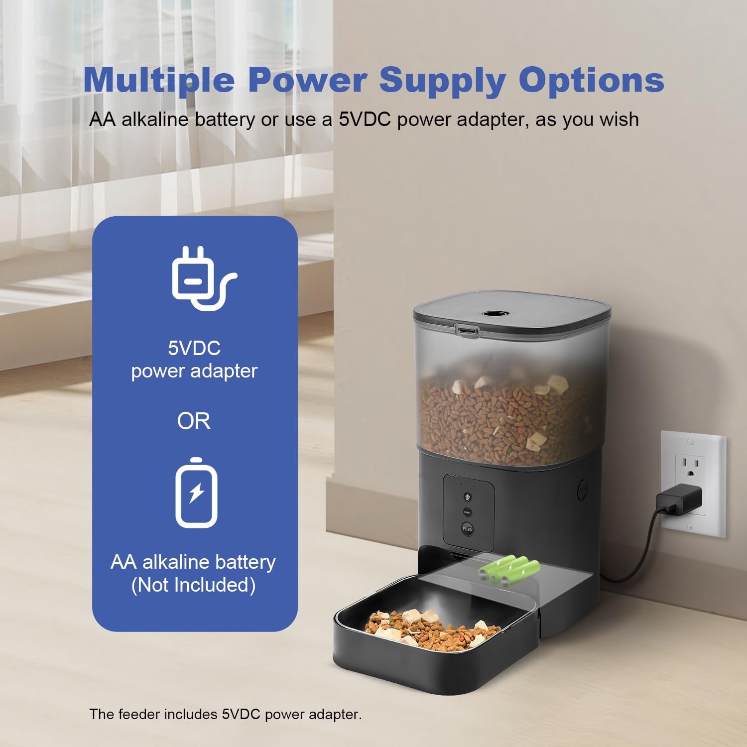 ANDOLL HOME 2.4G Automatic Cat Feeder, 4L WiFi Food Dispenser with 10s Voice Recorder, Pet Feeder up to 10 Meals per Day, Timed Cat Feeder with Dry Food Sealed Ring view 9