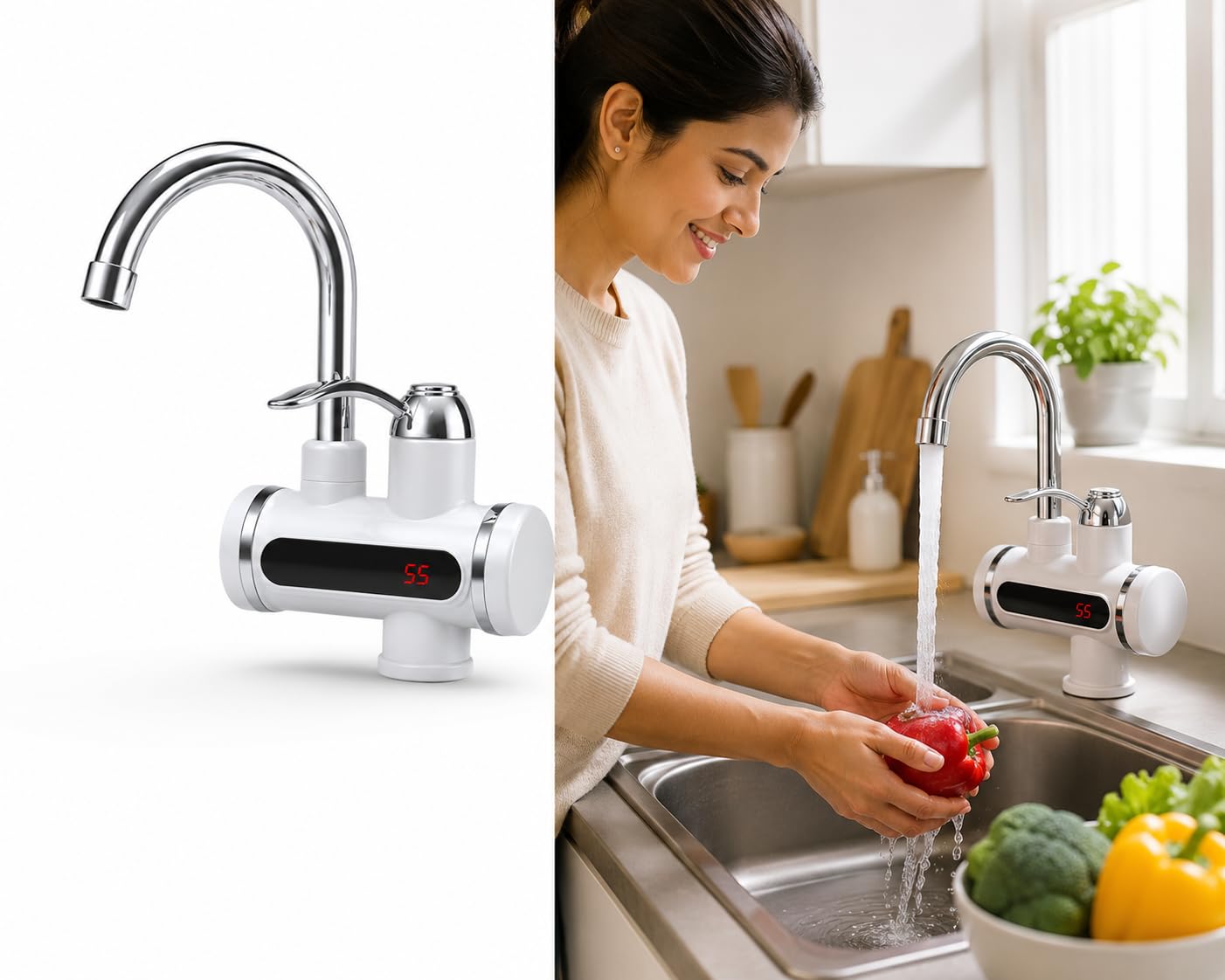DRUMSTONE WINTER 5 Years Warranty Tankless Instant Electric Water Heater Tap with LED Temperature Display Hot & Cold Water Faucet Fast Heating Geyser for Kitchen Bathroom & Wash Basin Leakproof Design-image-30