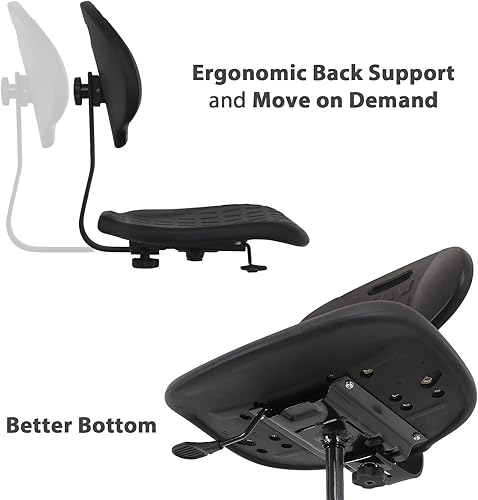 Miniatura 6 de BenchPro de lujo sillabanco de poliuretano con base de nylon y anillo para descansar los pies, capacidad de 450 libras, 18.5 pulgadas de ancho x 18